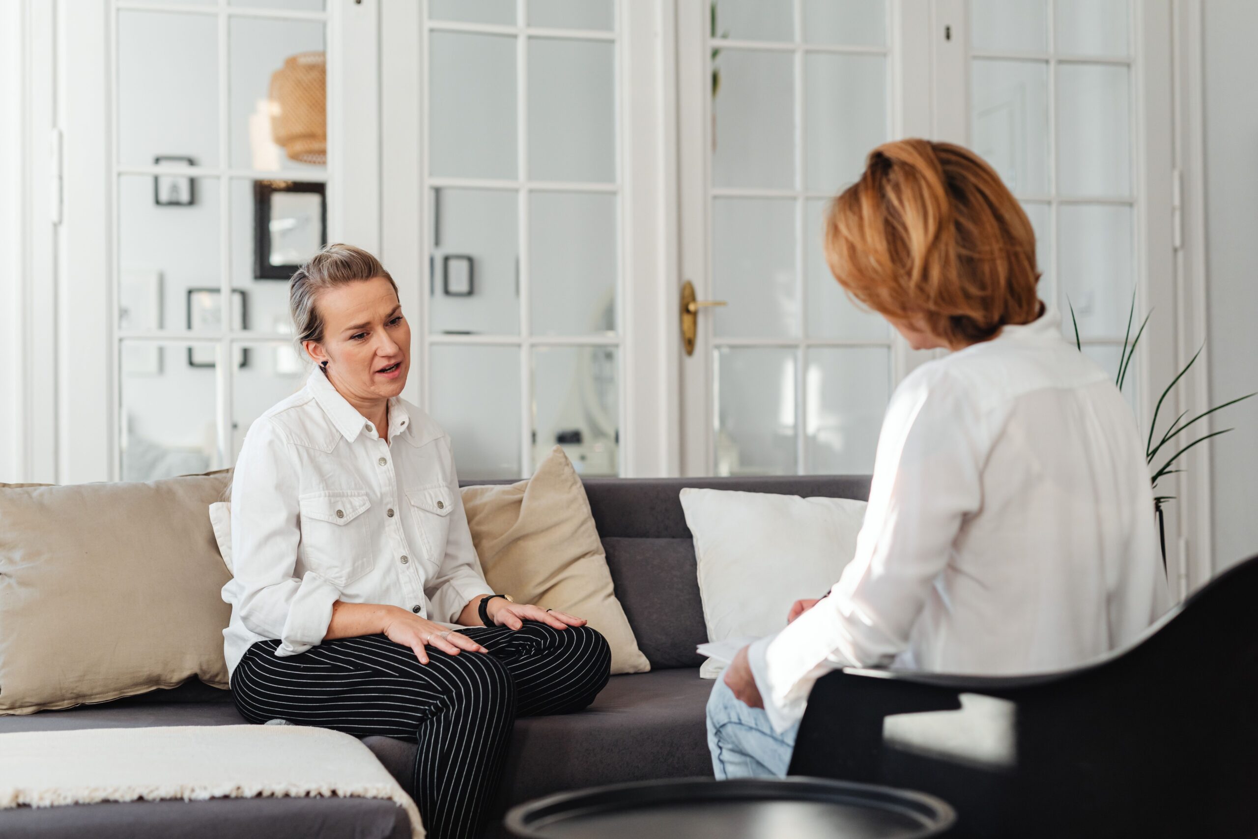 two women talking